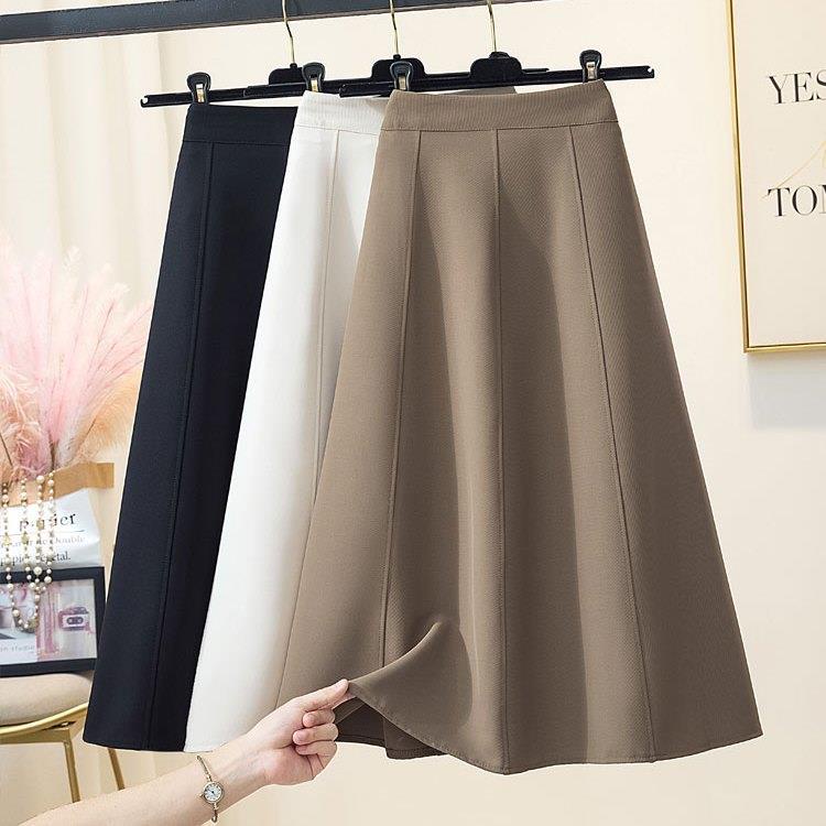 Chân Váy Dài Dáng Chữ A Mỏng Lưng Cao Màu Trơn Phong Cách Hepburn Mới