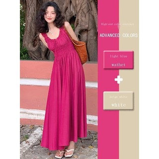 Đầm Hai Dây Dáng Dài Ôm Eo Phong Cách Pháp Cổ Điển Thời Trang Mùa Hè Chất Lượng Cao Cho Nữ