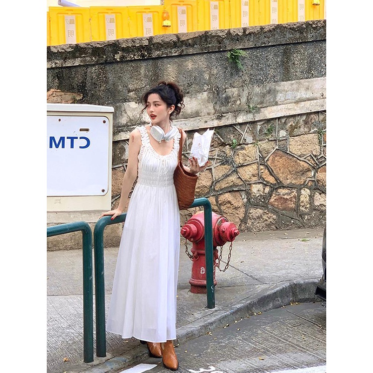 Đầm Hai Dây Dáng Dài Ôm Eo Phong Cách Pháp Cổ Điển Thời Trang Mùa Hè Chất Lượng Cao Cho Nữ
