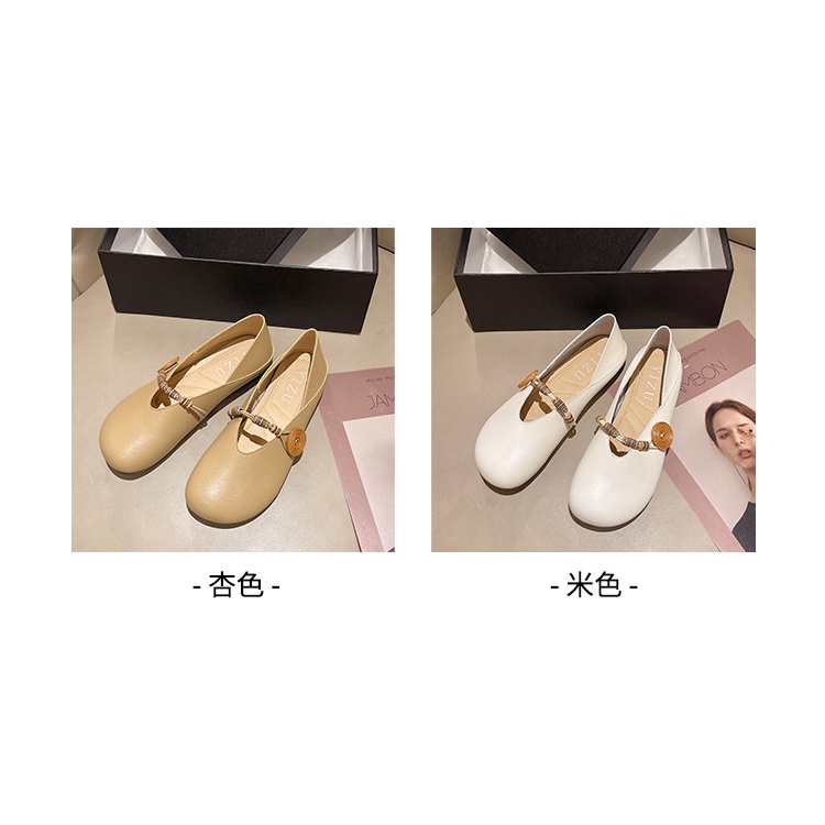 Giày Búp Bê Da Mềm Đế Bằng Kiểu Retro Thời Trang Mùa Xuân 2023 Cho Nữ