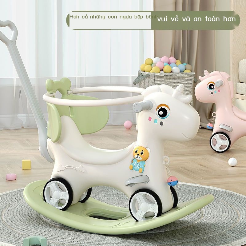 Ngựa bập bênh cho bé ngựa bập bênh cho bé ngựa gỗ bé một tuổi quà tặng đồ chơi xe yoyo đa năng 3 trong 1 cho bé trai và