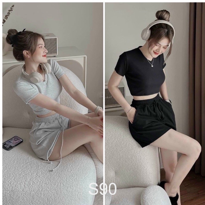 SET ÁO CROPTOP KÈM QUẦN CÓ TÚI ĐƠN GIẢN CỰC XINH MẶC ĐI CHƠI ĐI HẸN HÒ ĐI DẠO (Julie Bae Clothing )