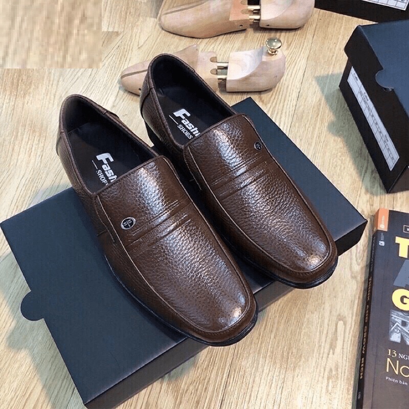 BOSS SHOES Giày Tây nam kiểu dáng trung niên, đế khâu chắc chắn, đế cao 3cm thời trang mẫu mới