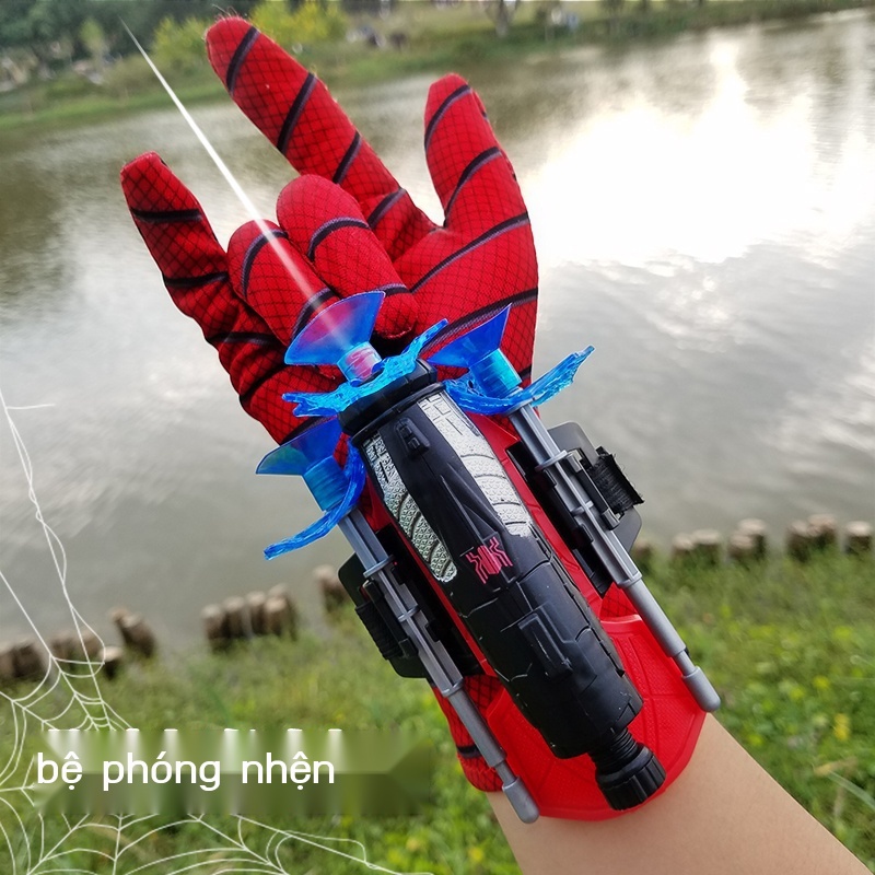 ❄ ✻ (HÀNG HOT)Nhện phóng trẻ em đồ chơi mềm cậu bé anh hùng người da đen công nghệ con quay găng tay có thể phóng