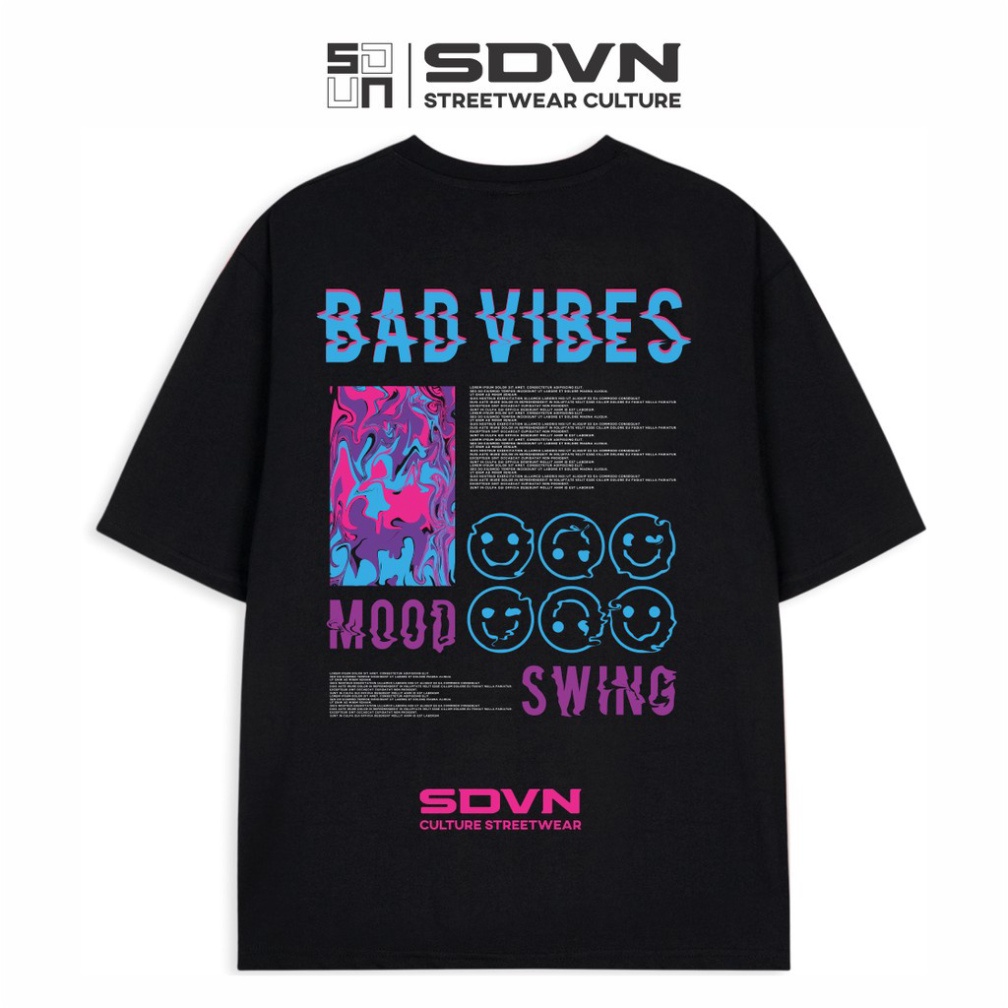 Áo thun unisex form rộng tay lỡ chữ đẹp Bad vibes | BigBuy360 - bigbuy360.vn