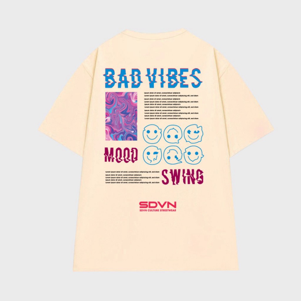 Áo thun unisex form rộng tay lỡ chữ đẹp Bad vibes | BigBuy360 - bigbuy360.vn