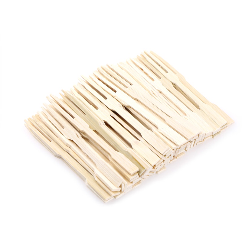 [Nut] 80Pcs Bamboo Disposable Wooden Fruit Fork Dessert Forks Tableware Party Decor