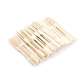 80Pcs Bamboo Disposable Wooden Fruit Fork Dessert Forks Tableware Party Decor