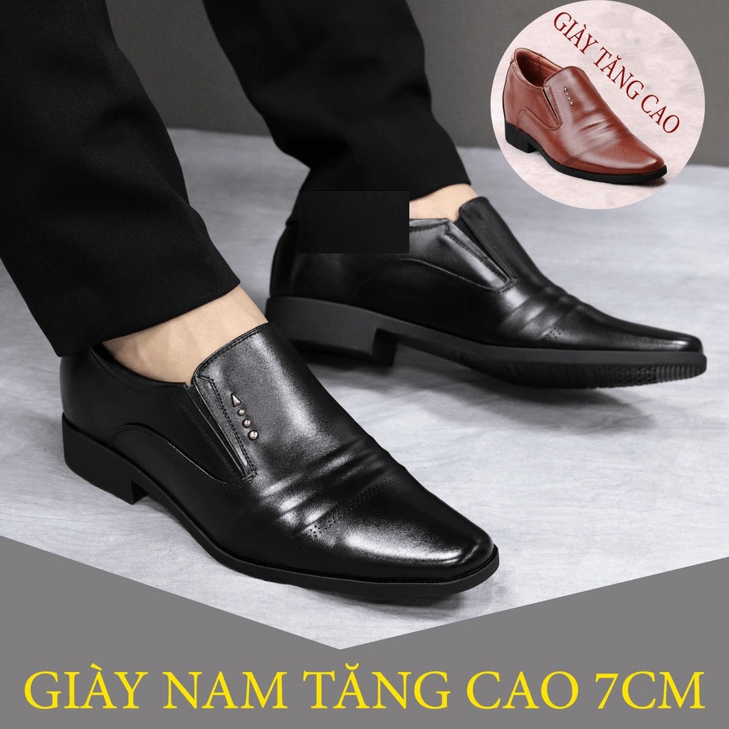 ⚜️ 𝔹𝕆𝕊𝕊 𝕊ℍ𝕆𝔼𝕊 Giày nam nâng chiều cao 7cm bí mật , chất liệu da thật cao cấp, đế khâu chống bong, sang trọng lịc