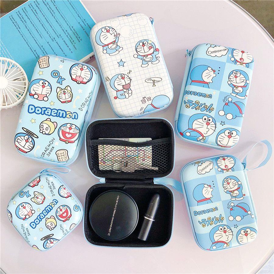 Túi Đựng Dây Cáp / Tai Nghe / Tiền Xu Điện Tử Hình Mèo Máy Doraemon Hoạt Hình Dễ Thương
