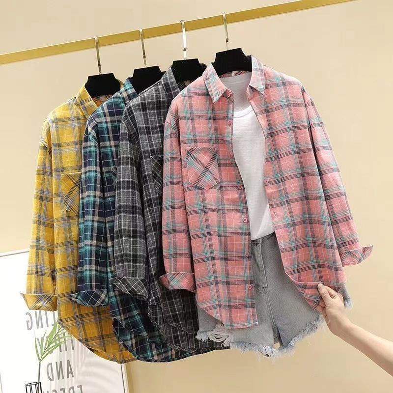 Áo Sơ Mi Dài Tay Dáng Rộng Họa Tiết Kẻ Sọc Phong Cách Hàn Quốc Thời Trang Xuân Thu 2023 Mới