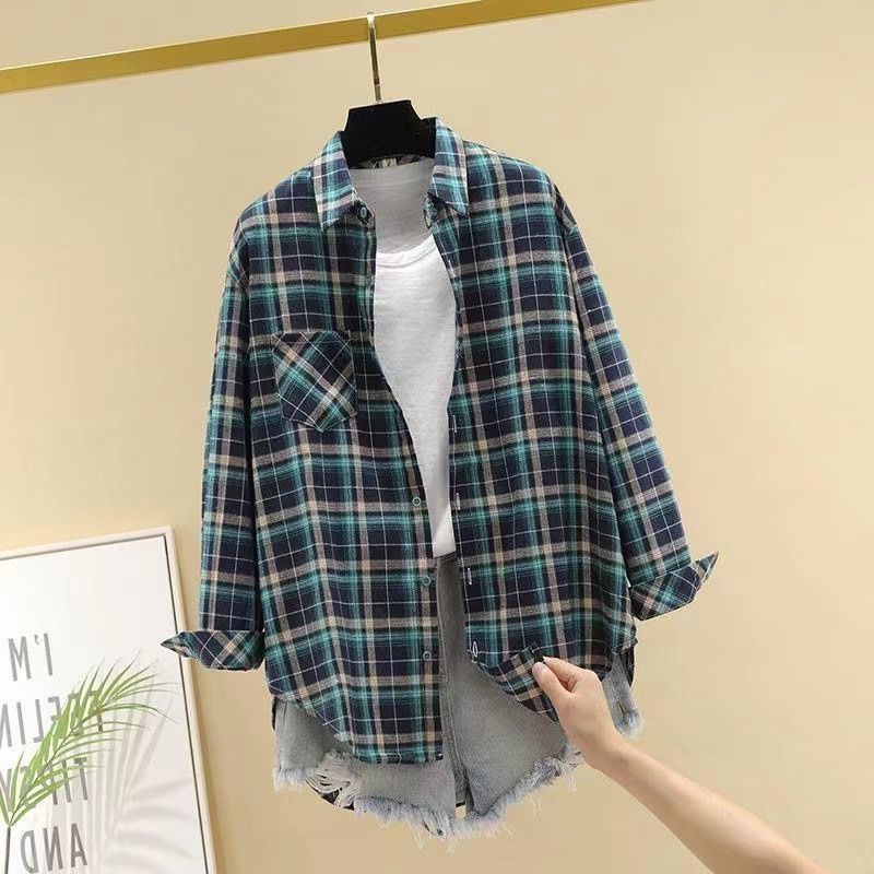 Áo Sơ Mi Dài Tay Dáng Rộng Họa Tiết Kẻ Sọc Phong Cách Hàn Quốc Thời Trang Xuân Thu 2023 Mới