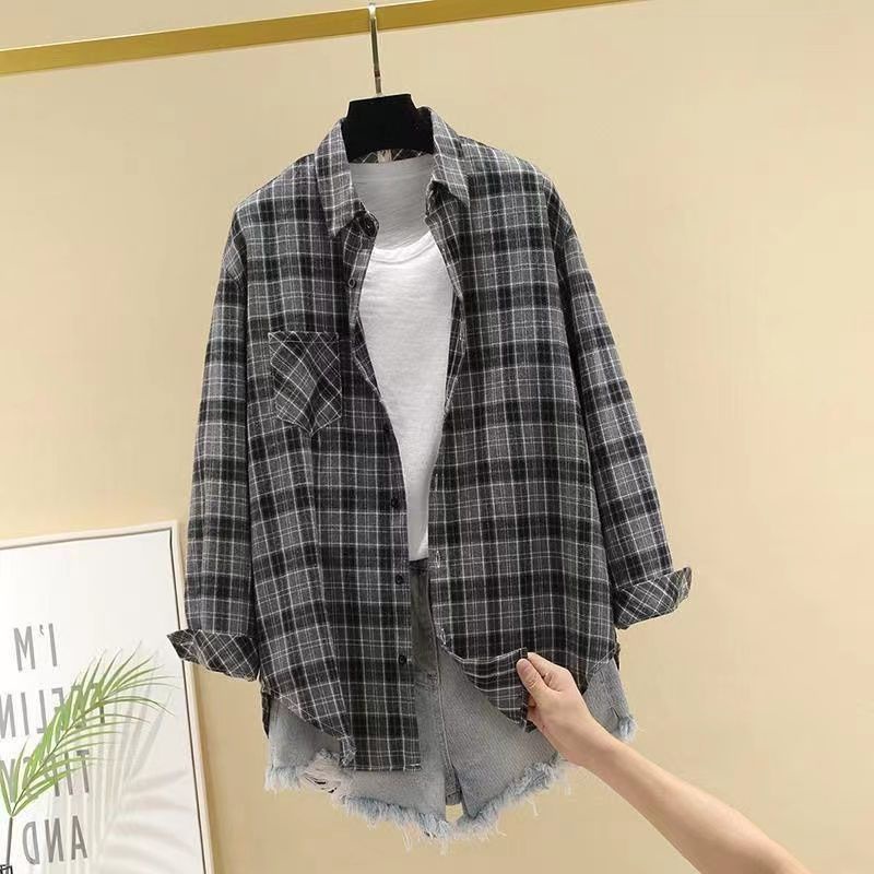 Áo Sơ Mi Dài Tay Dáng Rộng Họa Tiết Kẻ Sọc Phong Cách Hàn Quốc Thời Trang Xuân Thu 2023 Mới