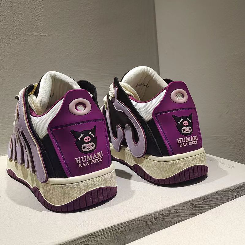 Giày Bánh Mì Kuromi Niche Giày Thể Thao In Chữ Phong Cách Retro Giản Dị Dành Cho Cặp Đôi
