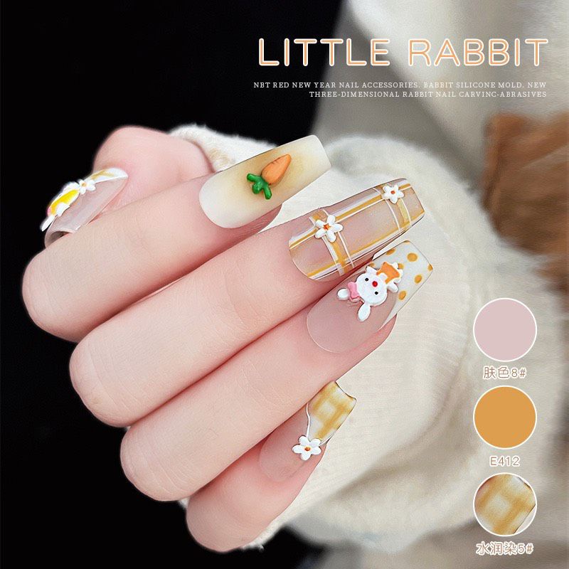 Khuôn thỏ charm charm silicon nail