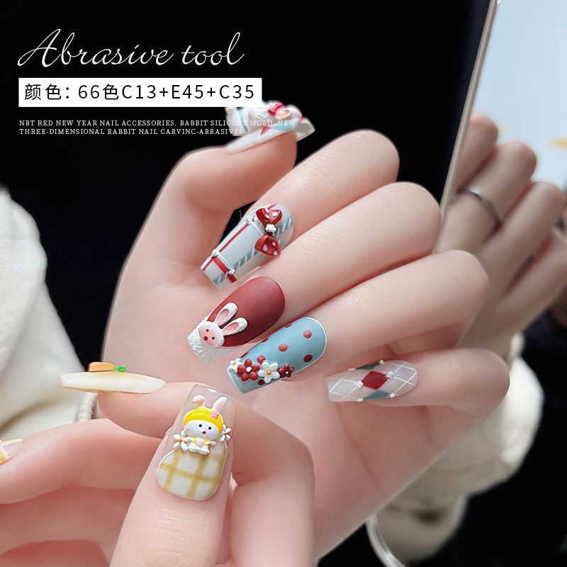 Khuôn thỏ charm charm silicon nail