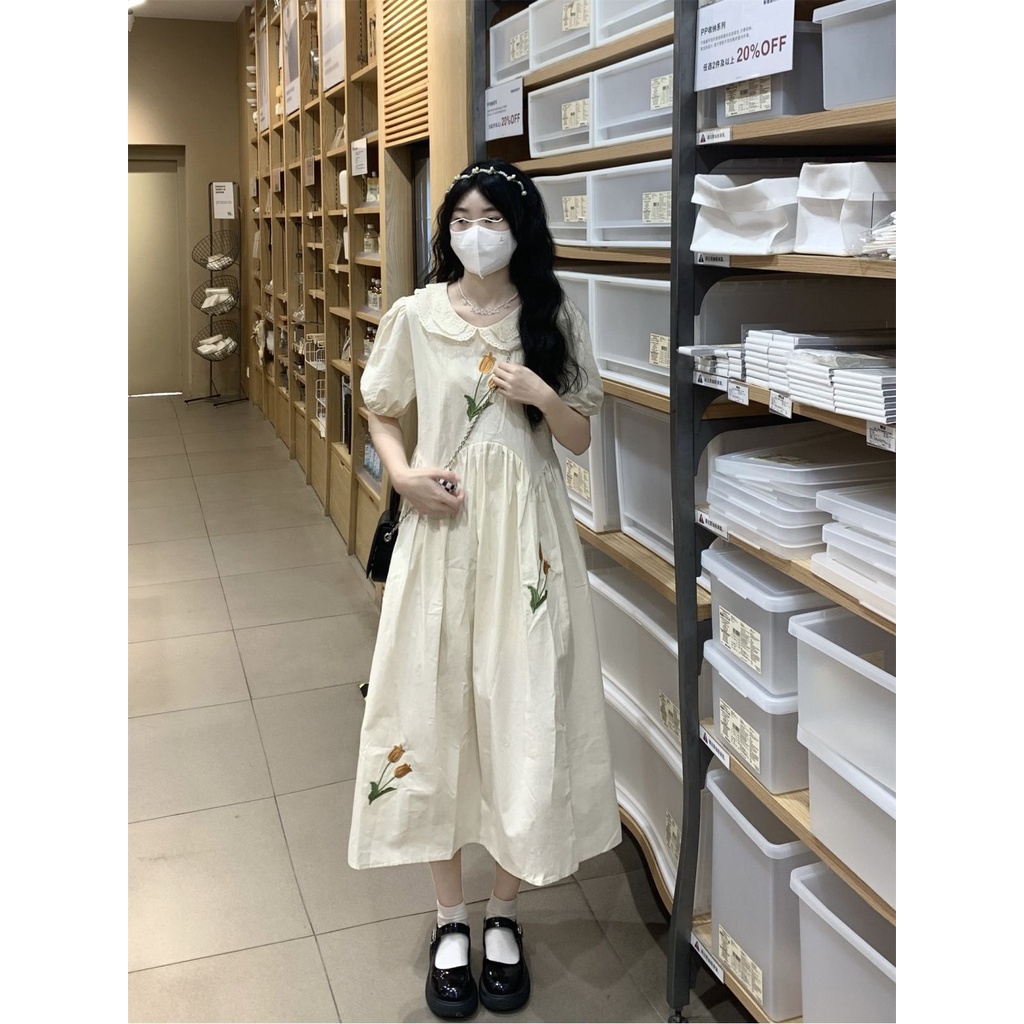 Đầm Cổ Búp Bê Phối Ren Thời Trang Mùa Hè Cho Nữ