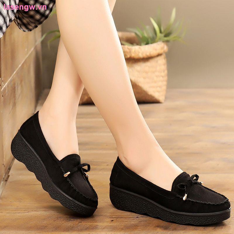 Giày Búp Bê Đế Xuồng Dày Dặn Màu Đen Phong Cách Bắc Kinh Cổ Điển Thời Trang Xuân Thu 2021 Cho Nữ