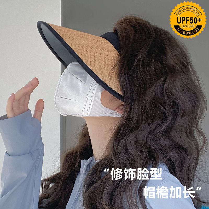 Mũ Lưỡi Trai Nửa Đầu Chống Nắng Tia uv Màu Đen Keo Dán Lớn Thời Trang Mùa Hè Cho Nữ