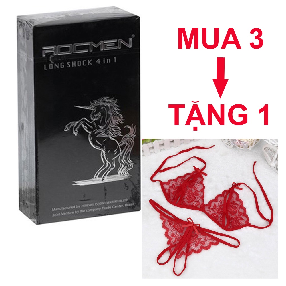 Quà Tặng - Bao cao su có gai Rocmen 4 in 1 hình con ngựa Long time, bcs có thuốc lâu ra kéo dài thời gian quan hệ
