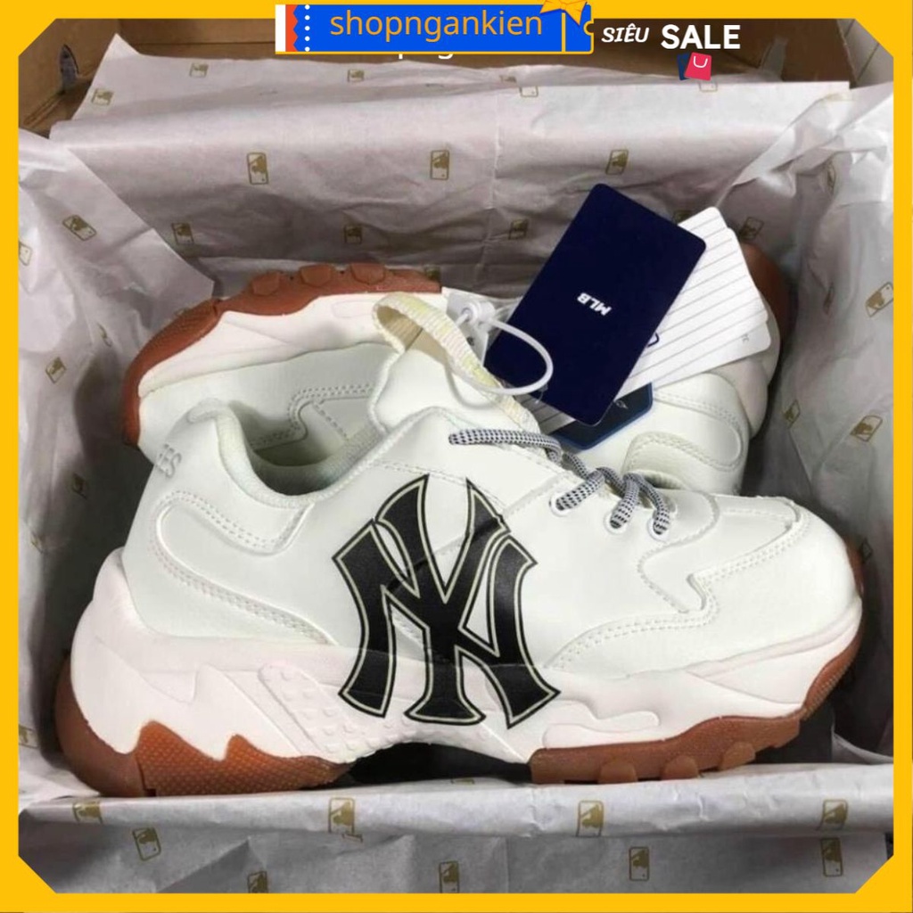 Giày_mlb NY, giày thể thao NY đế nâu ny chữ đen nam nữ tăng chiều cao, full size, hộp bill