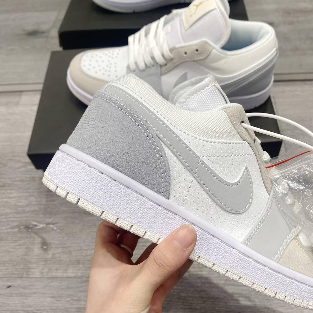 Giày 𝐉𝐨𝐫𝐝𝐚𝐧 1 low paris màu xám gót xanh nam nữ, Giày sneaker JD 1 paris cổ thấp bản đẹp
