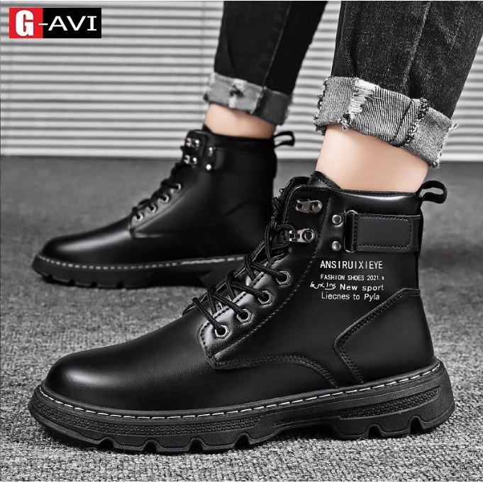 𝔹𝕆𝕊𝕊 𝕊ℍ𝕆𝔼𝕊 ⚜️ Giày Nam Cổ Cao - Bốt Nam Da Bóng Siêu Ngầu Nam Tính Phong Cách Mạnh Mẽ - 522