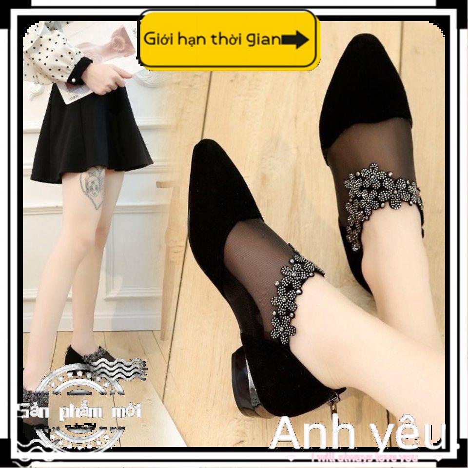 Giày Sandal Khiêu Vũ Phối Lưới Mỏng Đính Đá Thời Trang Pháp Quý Phái Dành Cho Nữ