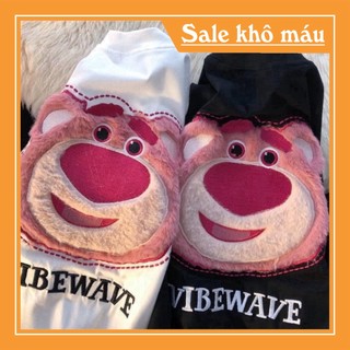 Áo thun in hình gấu dâu cotton khô 3158 form rộng unisex siêu hot rẻ nhất shopee chất