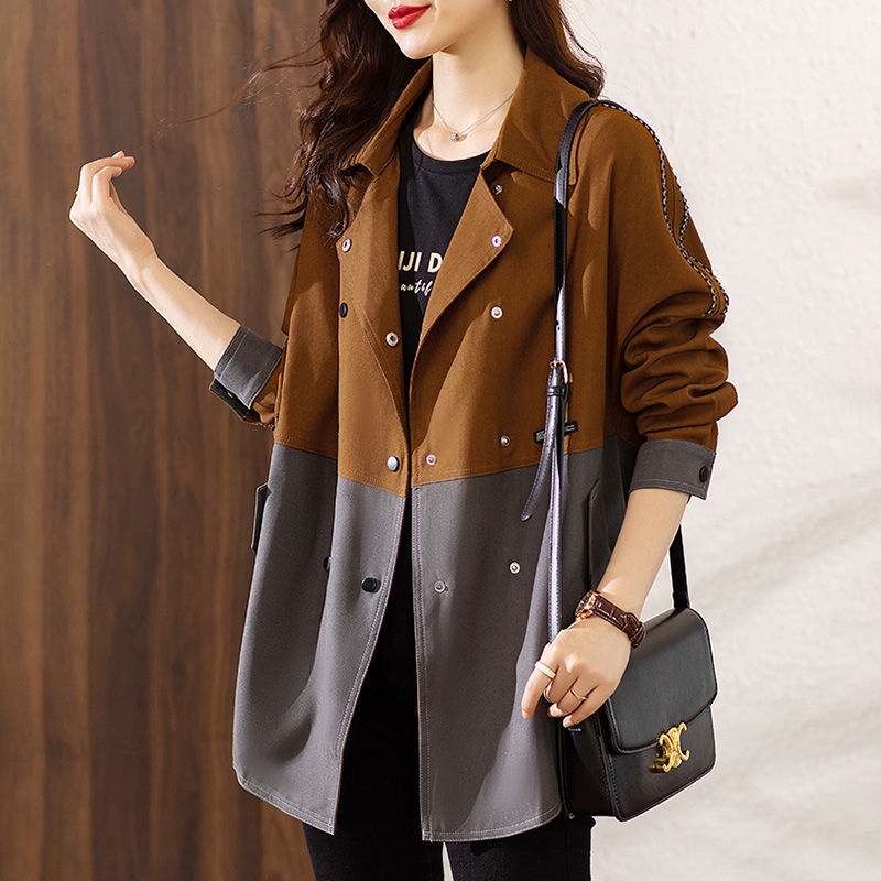 Áo Khoác Gió Lửng Dáng Rộng Thời Trang Xuân Thu 2023 Cho Nữ Trung Niên
