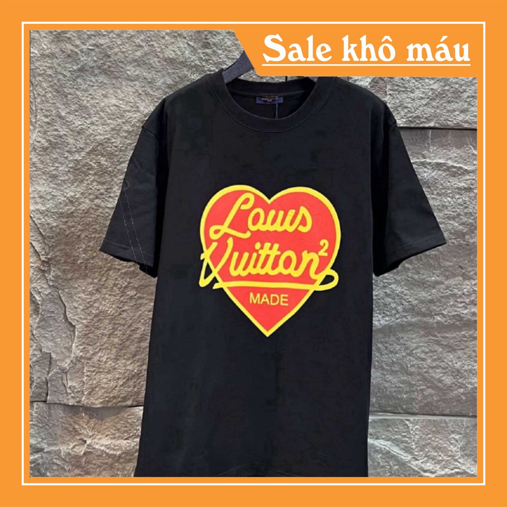 Áo thun nam nữ LV trái tim cổ tròn chất liệu cotton mền mại, Áo thun nam nữ chất cotton co dãn 4 chiều Rẻ nhất Shopee Ch