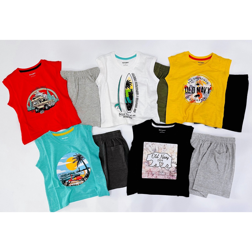 Bộ sát nách bé trai oldnavy bo viền 2-7T kd