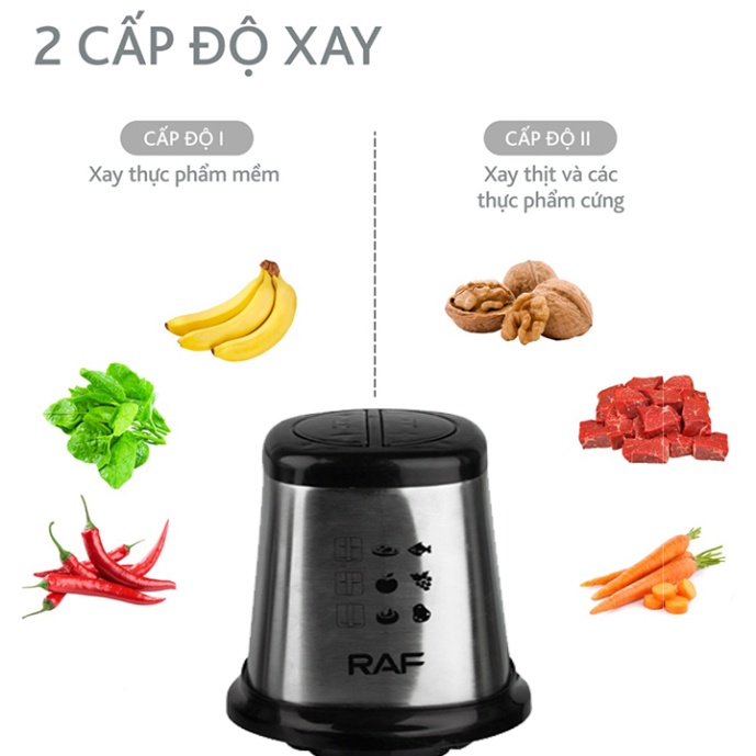Máy xay thịt đa năng raf 1000W cối 3 lít lưỡi xay 4 cánh cao cấp
