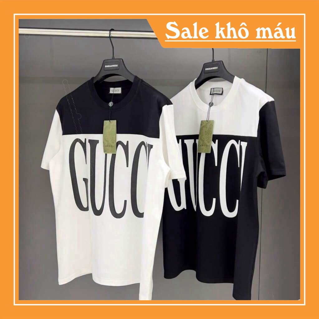Áo thun unisex cổ tròn Gucci phối màu nam nữ cao cấp chất cotton mềm mịn hot hè 2023 Chất