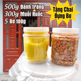 Combo lớn bánh tráng phơi sương 500g muối tép hành phi bơ trứng gà