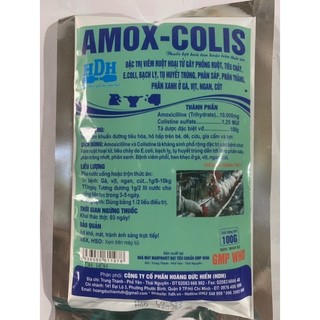 Amox-colis 100g Tiêu chảy, phân xanh phân trắng, tụ huyết trùng, toi,rù