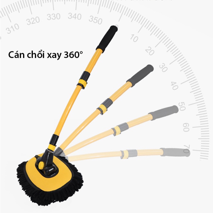 Chổi lau rửa xe hơi cán dài 3 đốt gấp họn