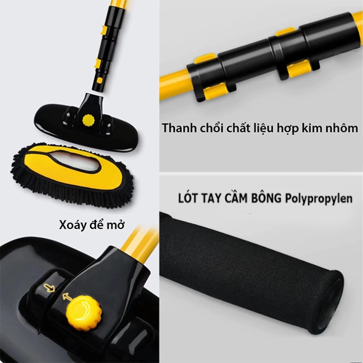 Chổi lau rửa xe hơi cán dài 3 đốt gấp họn