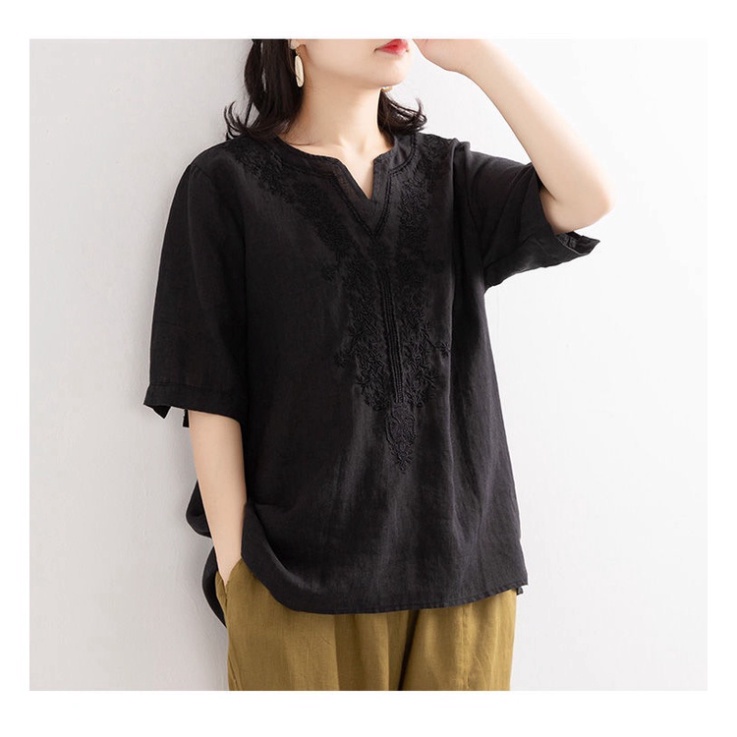 Áo Lanh trung niên nữ, mẫu áo thêu 5 màu cho mẹ, xuất xứ Quảng Châu #A02