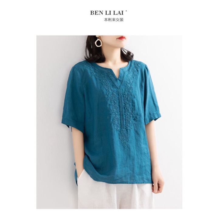 Áo Lanh trung niên nữ, mẫu áo thêu 5 màu cho mẹ, xuất xứ Quảng Châu #A02