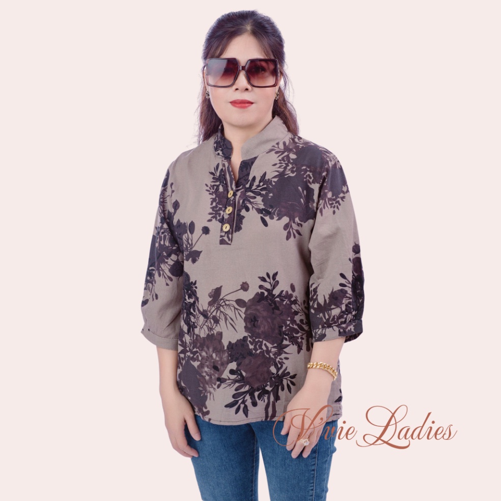 Áo Lanh trung niên nữ, mẫu áo in hoa 2 màu cho mẹ, xuất xứ Quảng Châu #A01 | BigBuy360 - bigbuy360.vn