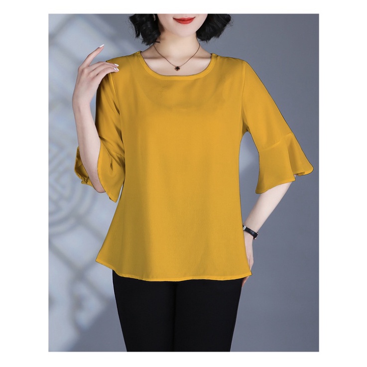 Áo Voan nữ trung niên cho mẹ, mẫu áo trơn tay bèo 4 màu, xuất xứ Quảng Châu #A06 | BigBuy360 - bigbuy360.vn