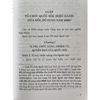 Sách Luật Tổ Chức Quốc Hội (Hiện Hành) (Sửa đổi, bổ sung năm 2020)