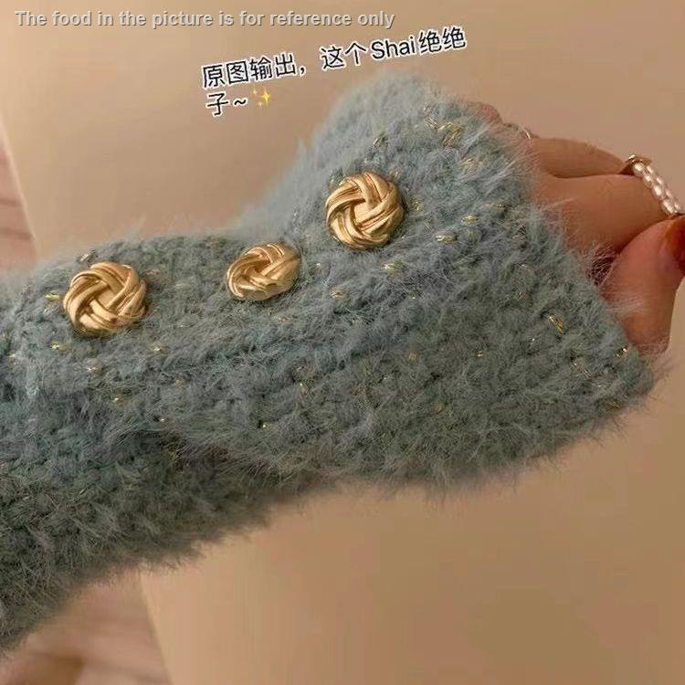 Xiaoxiang Áo Khoác Lông Ngắn Cài Nút Kim Loại Xoắn Phong Cách Âu Mỹ