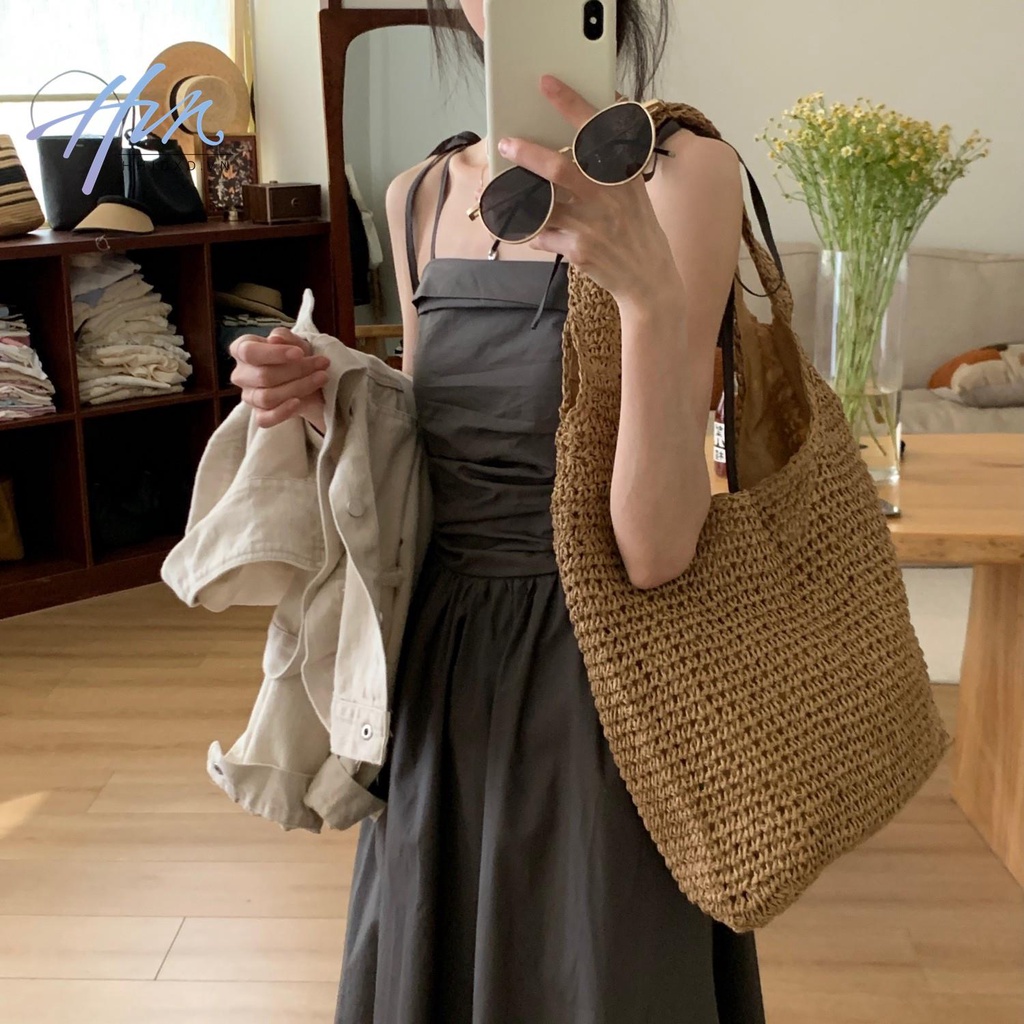 Đầm Dài Xếp Ly Màu Xám Đậm Phong Cách Hepburn Thời Trang Mùa Hè Pháp Hàng Mới 2023 Dành Cho Bạn Nữ