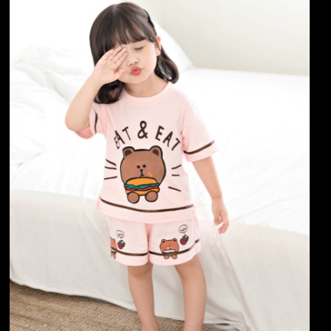 Bộ Đồ Ngủ Pijama QD4F Phong Cách Công Chúa Dễ Thương Thời Trang Mùa Hè Cho Bé Gái
