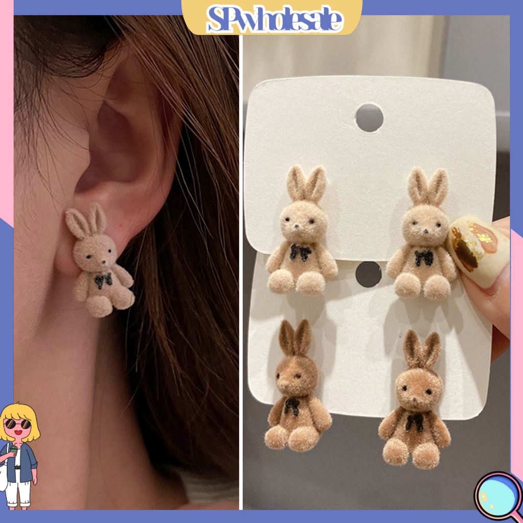 {SPwholesale} 1 Đôi Bông Tai Hình Thỏ Gấu Thời Trang Dành Cho Nữ
