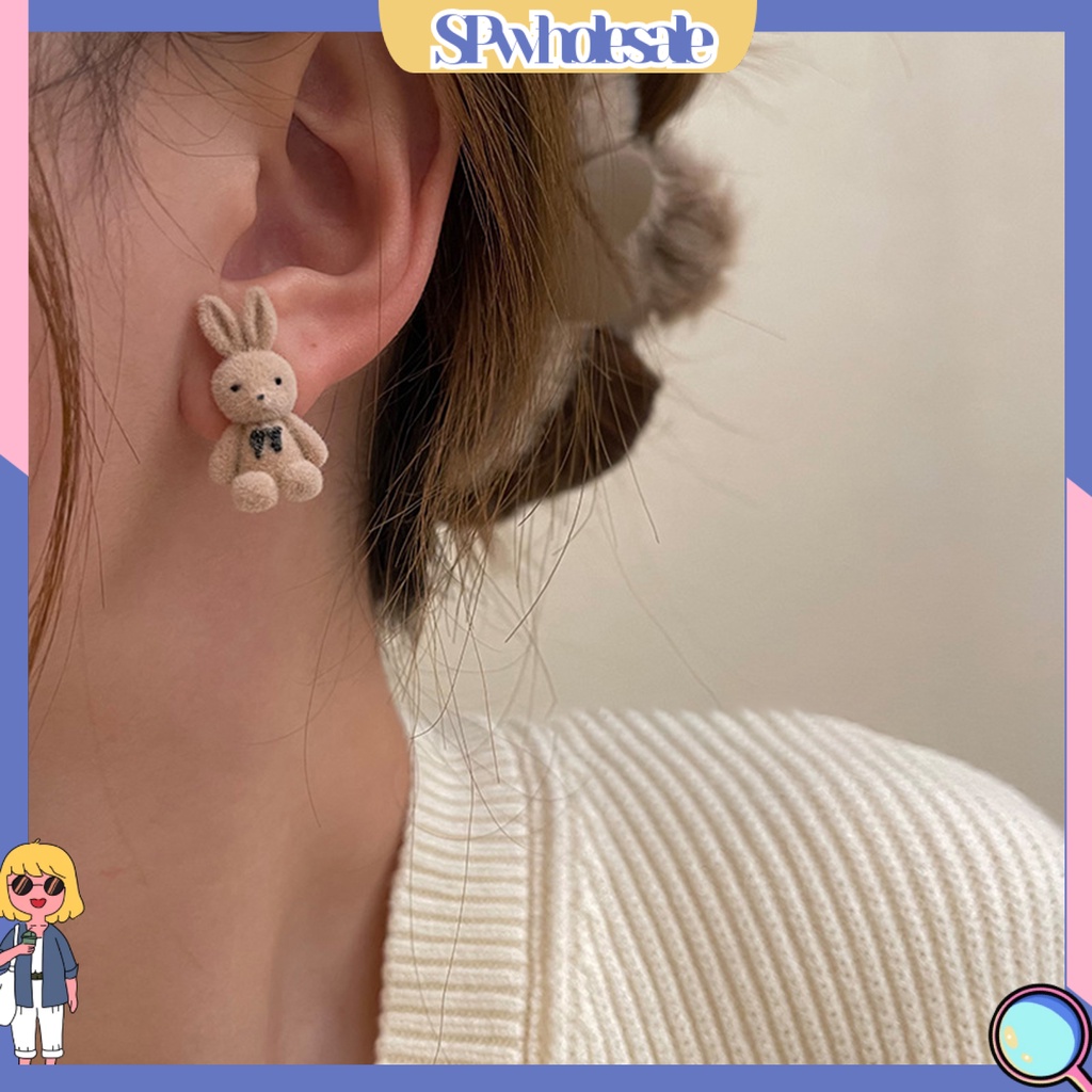 {SPwholesale} 1 Đôi Bông Tai Hình Thỏ Gấu Thời Trang Dành Cho Nữ
