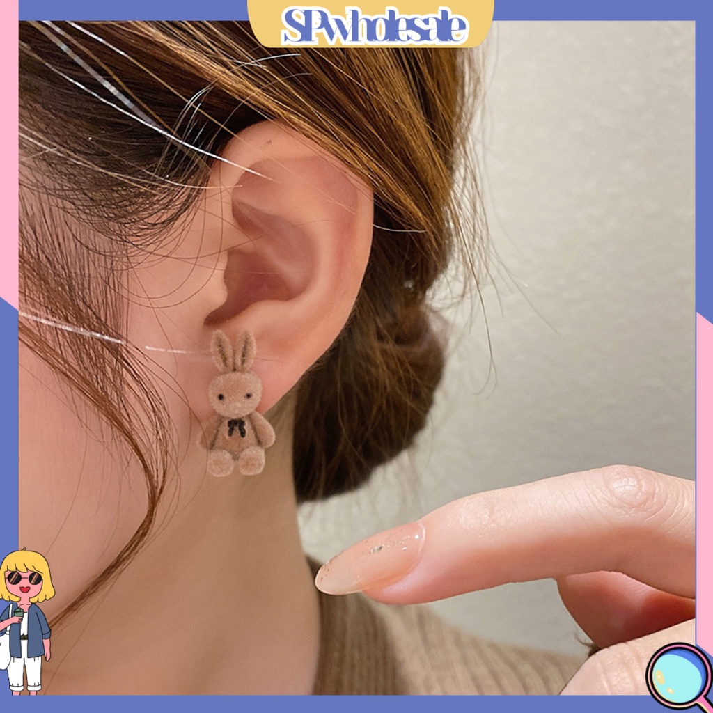 {SPwholesale} 1 Đôi Bông Tai Hình Thỏ Gấu Thời Trang Dành Cho Nữ