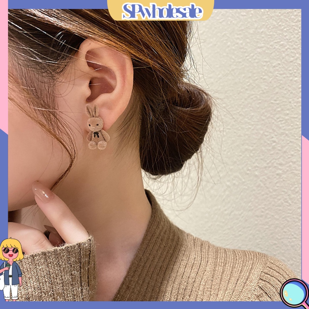 {SPwholesale} 1 Đôi Bông Tai Hình Thỏ Gấu Thời Trang Dành Cho Nữ